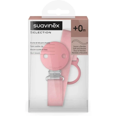 Suavinex Wonder – materiałowy klips do smoczka, wzór w kolorze różowym: ceny i cechy