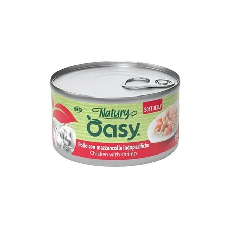 Oasy Wet cat natury soft jelly pui cu creveți - hrană complementară pentru pisici adulte 150 gr