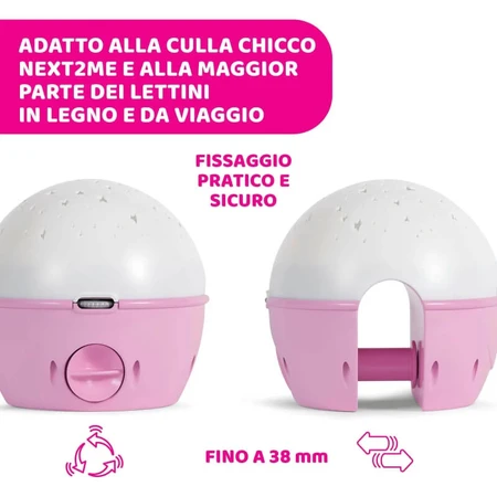 Chicco Next 2 Stars roz – panou cu proiector cu ursuleț 0 luni+