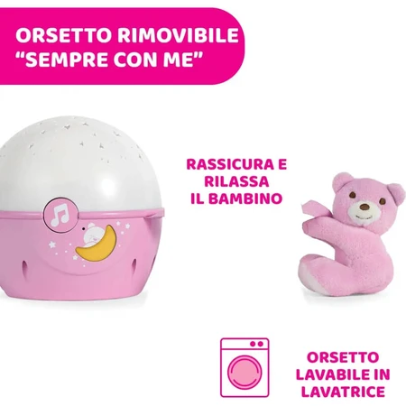 Chicco Next 2 Stars roz – panou cu proiector cu ursuleț 0 luni+