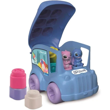 Clementoni Clemmy - Le bus de Stitch avec des briques souples et les personnages de Stitch et Angel, à partir de 18 mois