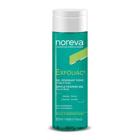 Noreva Exfoliac Milde schuimende gel voor acne huid, 200 ml