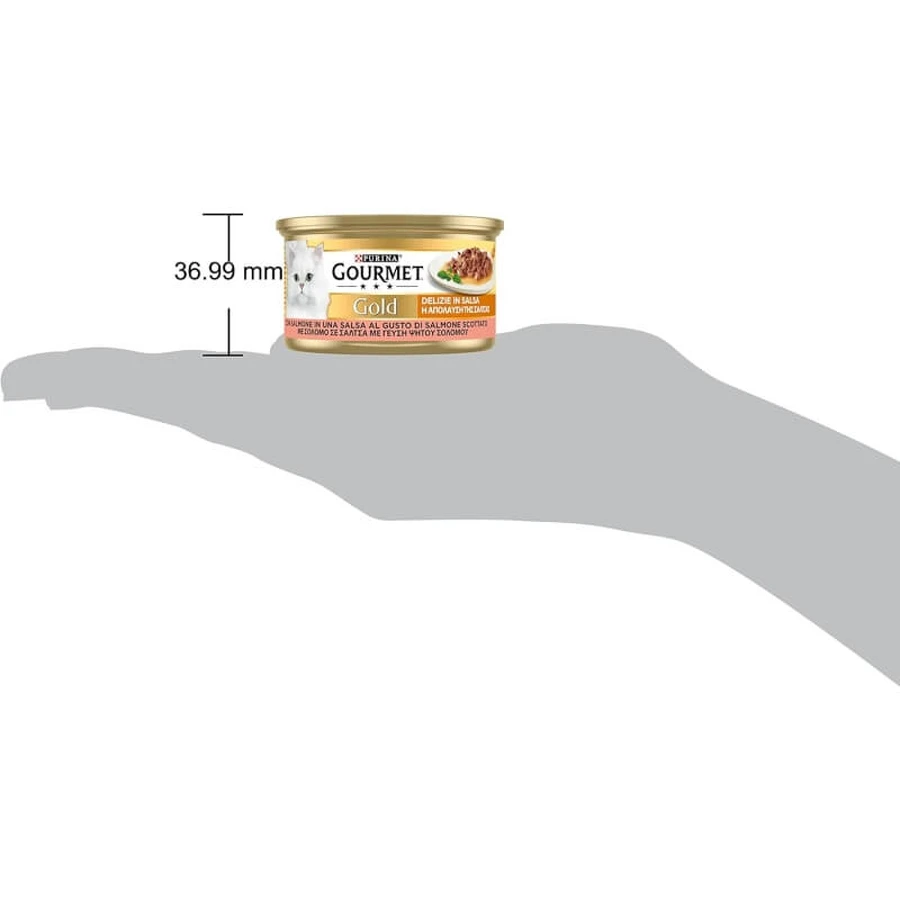 Purina Gourmet Gold Salmon Delights in saus – Volledig voer voor volwassen katten, 85 g