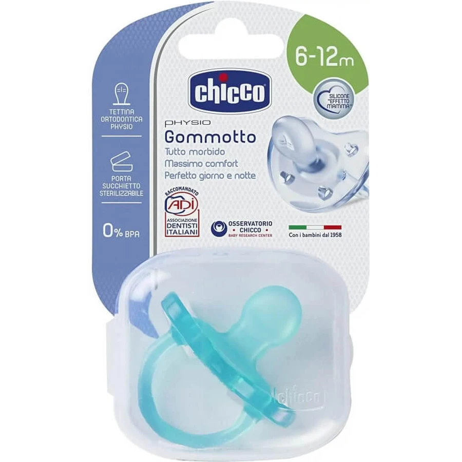Chicco Physio Soft Silikon-Beißring, 6–16 Monate, Hellblau