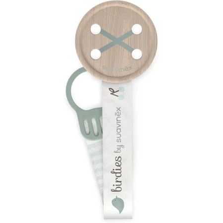 Suavinex birdies – agrafă pentru suzetă din țesătură verde