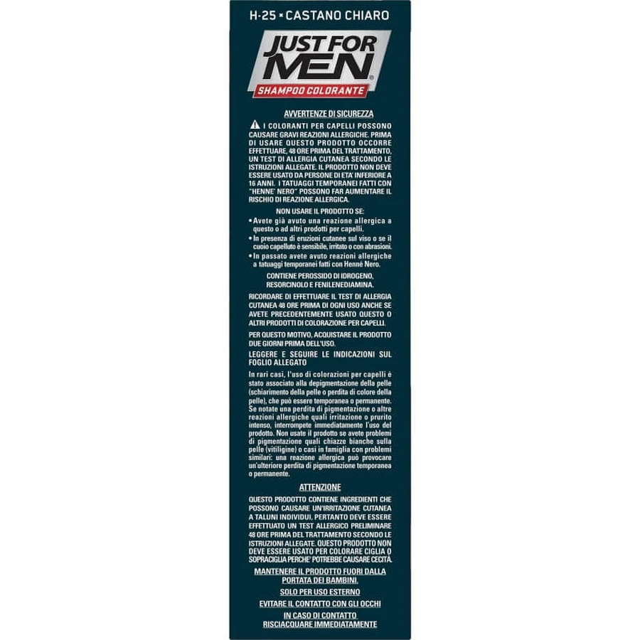 Shampoing rehausseur de couleur Just for Men - Redonne de la couleur à vos cheveux, H25 Brun clair, 30 ml
