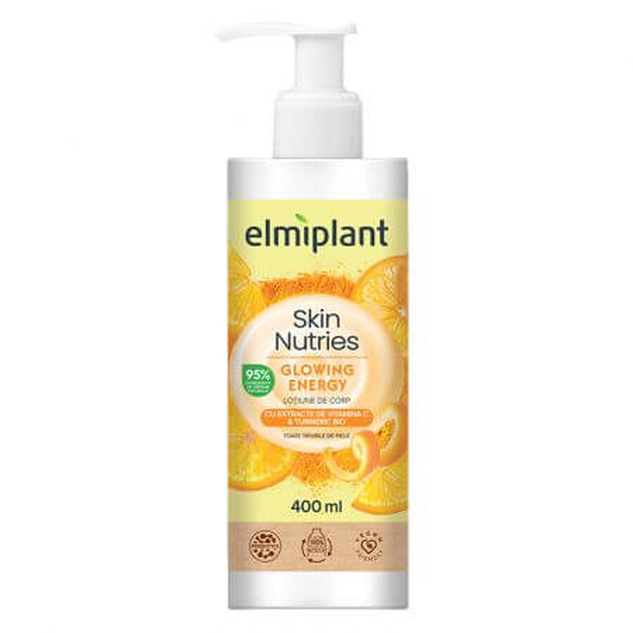 Lotion corporelle à l'extrait de vitamine C et au curcuma biologique Skin Nutries, 400 ml, Elmiplant