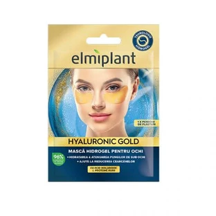 Máscara de ojos de hidrogel de ácido hialurónico y proteínas de oro Hyaluronic Gold, 5,5 g, Elmiplant