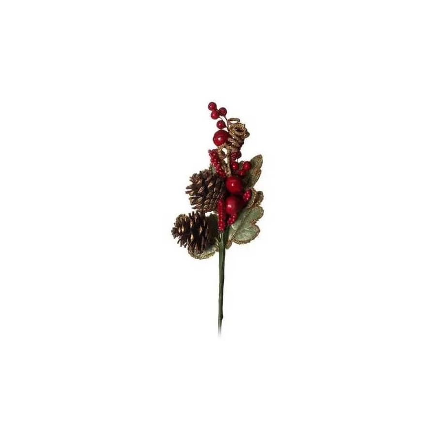Dgs Rode en groene bloemenkerstversiering voor buiten, 35 cm