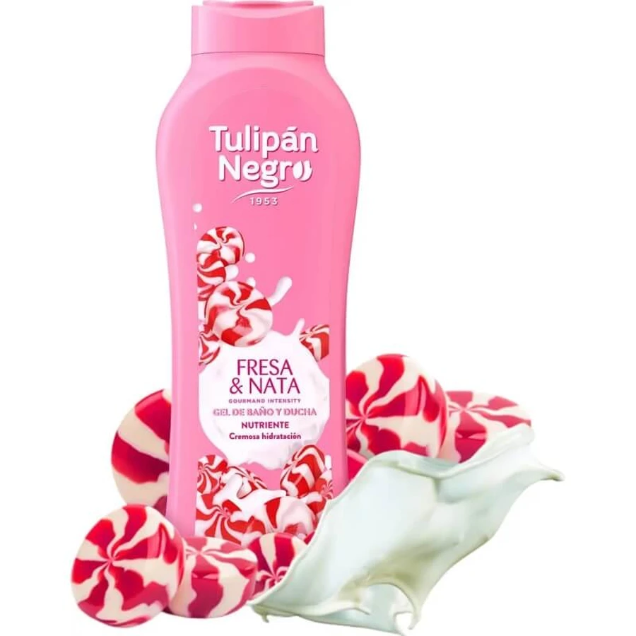 Tulipan negru Gourmand intensity căpșuni &amp; smântână - gel de baie hidratant 650 ml