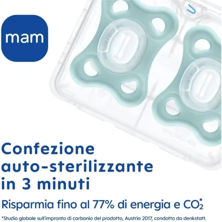 Mam Comfort 2–6 miesięcy – 2 silikonowe smoczki – jasnoniebieskie/neutralne: ceny i cechy