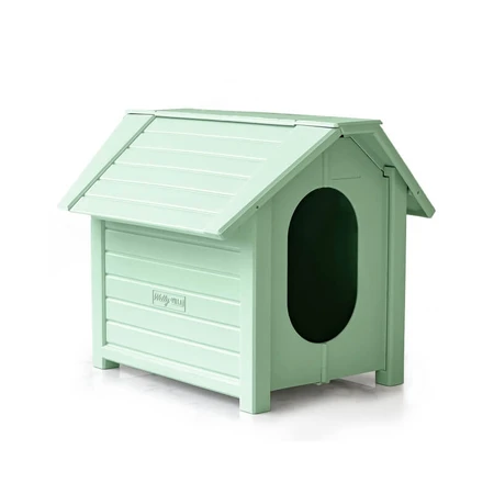 Welly Villa - Waterproof, thermally insulated resin dog house, sage green, 80 x 110 x 98h cm (maxi)