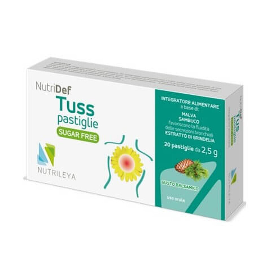 Nutridef Tuss con extracto de pino sin azúcar, 20 comprimidos, Nutrileya