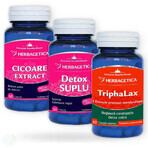 Pachet Cicoare 60 capsule + Detox Suplu 60 capsule + Triphalax 60 capsule, Herbagetica