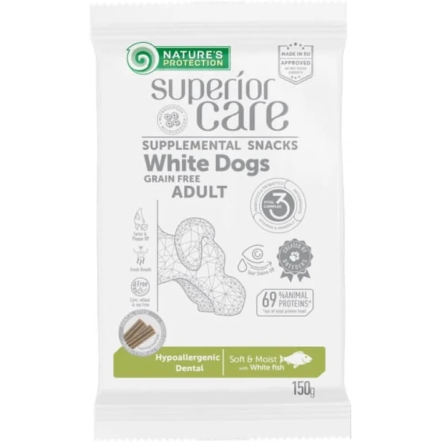 Nature's Protection Superior Care White Fish - Snacks voor volwassen honden met een witte vacht, 150 g