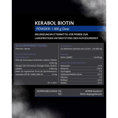 Equality Equistro Kerabol Biotin – furaj complementar pentru copite, 1000 gr