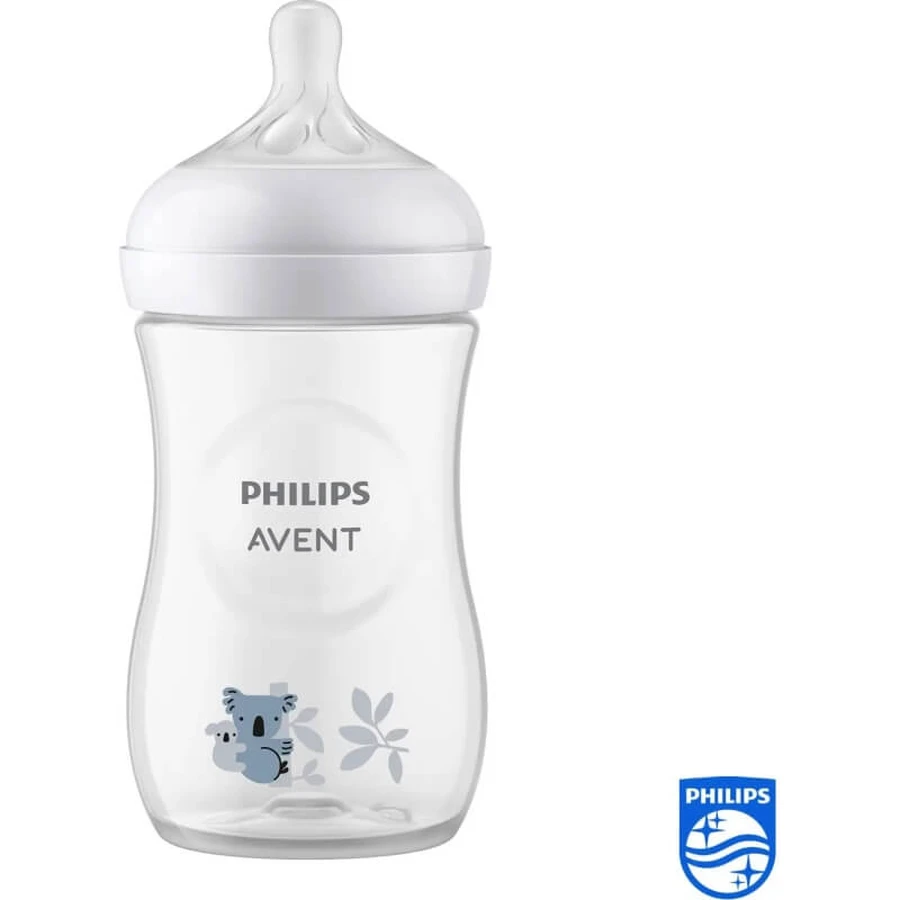 Avent Natural Response - Doorzichtige babyfles 1m+ Koala 260 ml