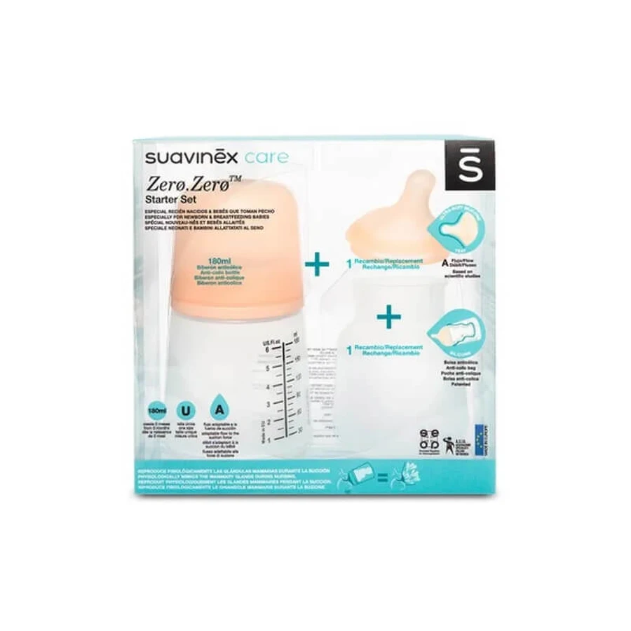 Kit de démarrage Suavinex zerozero pour bébés - Biberon avec tétine