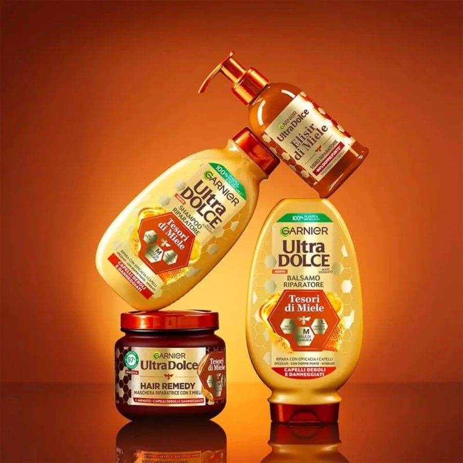 Garnier Ultra Gentle Hair Remedy Honey Treasures - Herstellend masker voor beschadigd haar, 340 ml
