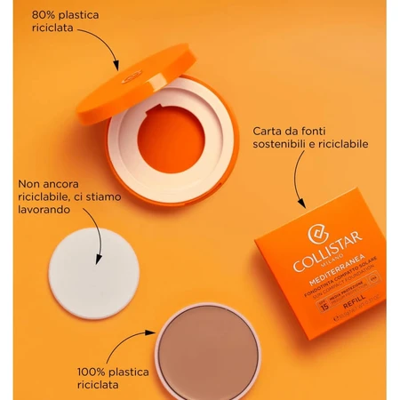 Collistar crema solare viso 15 spf ricarica fondotinta compatto mediterranea protezione media n. 04 pantelleria