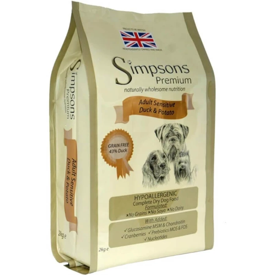 Simpsons Premium Adult Sensitive Ente & Kartoffeln – Alleinfuttermittel für empfindliche erwachsene Hunde, 2 kg