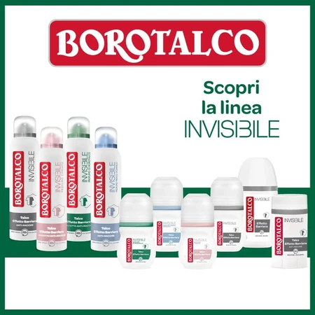 Borotalco Invisible cu parfum de pudră – deodorant spray cu eficacitate de 48 de ore, 150 ml
