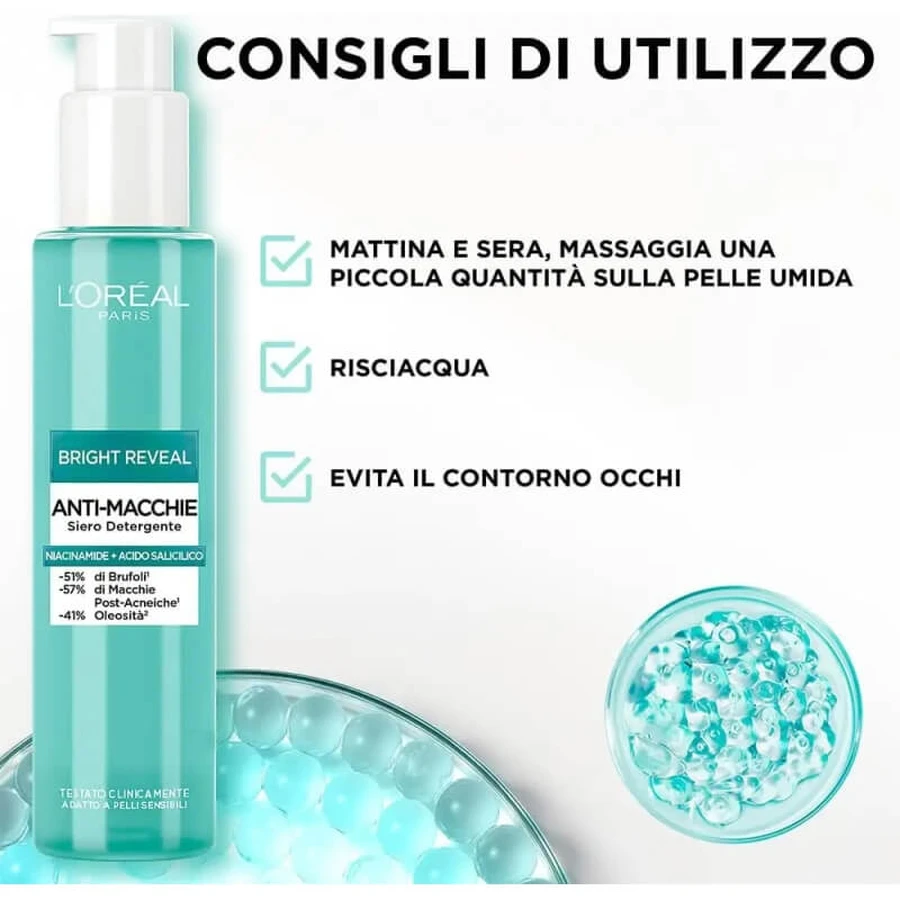 L'Oréal Paris Bright Reveal - Reinigingsgel-serum tegen donkere vlekjes, 150 ml