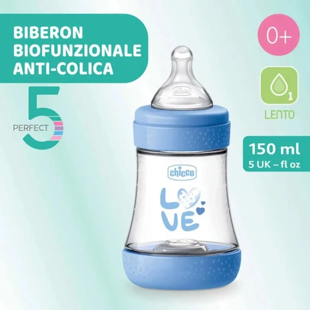 Chicco perfect 5 azzurro - biberon a flusso lento 150 ml