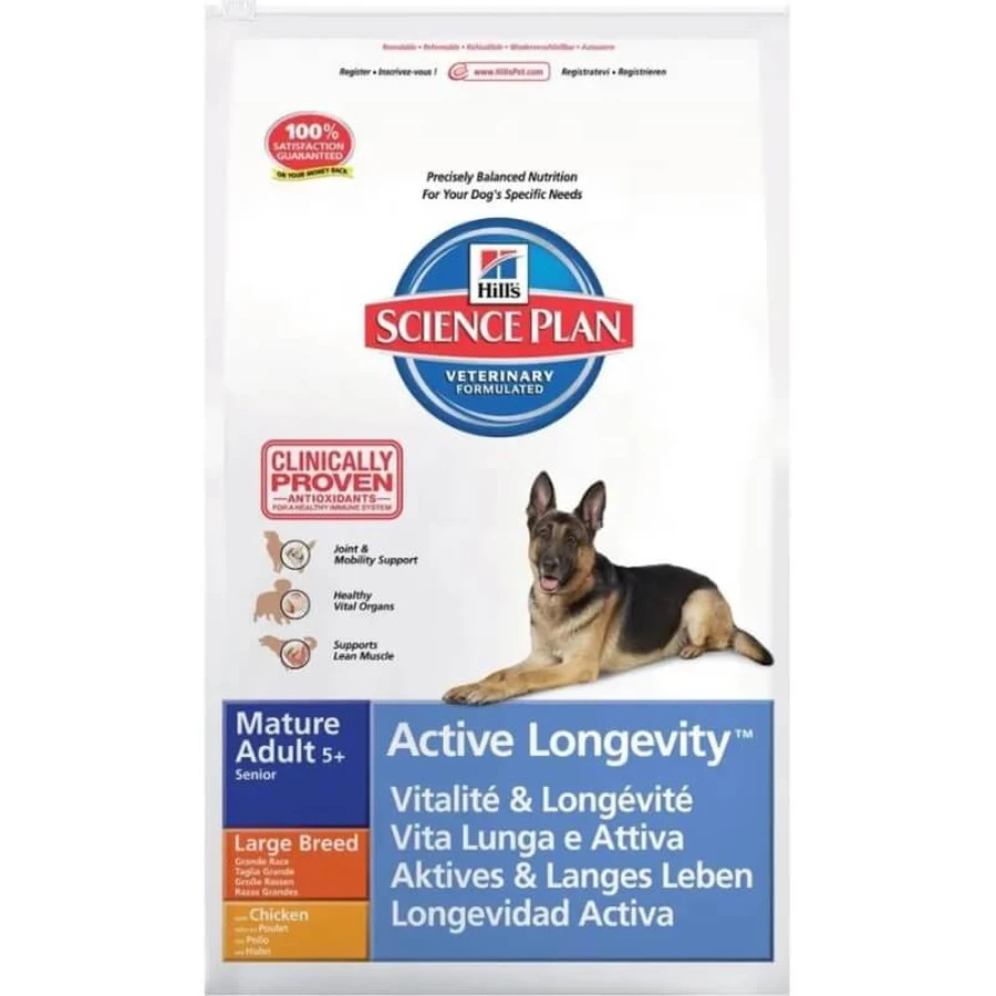 Pienso Hill's Science Plan para perros maduros, adultos, de razas grandes, activos y longevos — Pienso seco, sabor a pollo, 12 kg