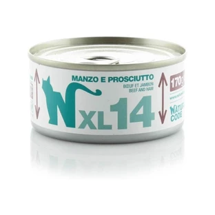 Natural Code XL 14 Beef and Ham - Complementary Food for Adult Cats, 170 g