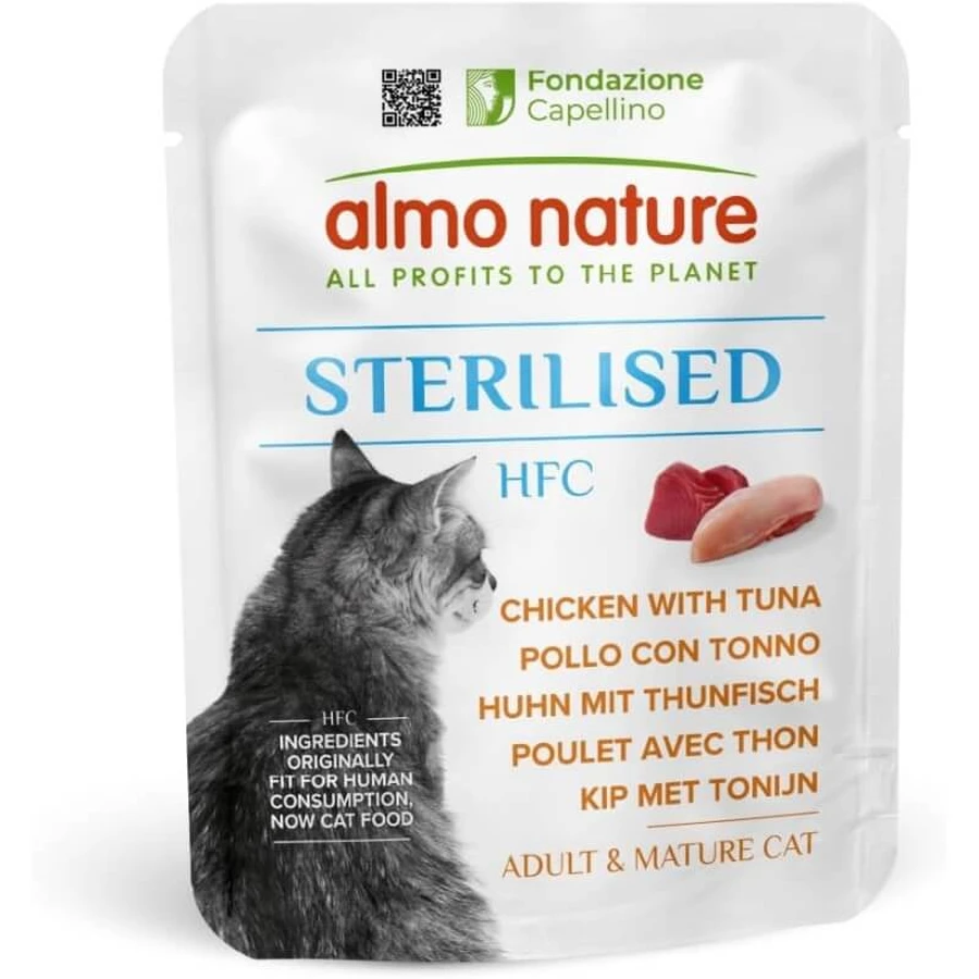 Almo Nature HFC Pollo y atún para gatos esterilizados - Alimento complementario para gatos adultos esterilizados, 50 g