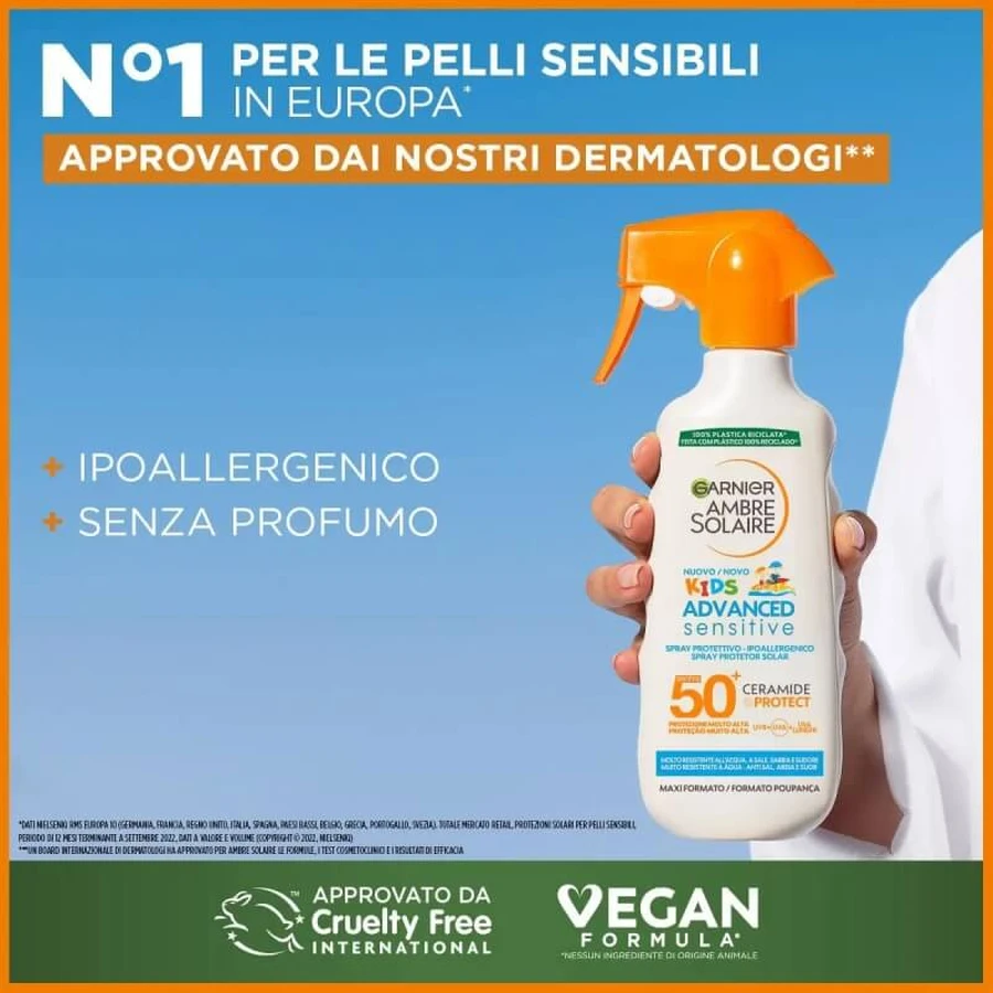 Garnier Ambre Solaire Advanced Sensitive Kids Ceramide Protect LSF 50+ – Sonnenschutzspray 270 ml