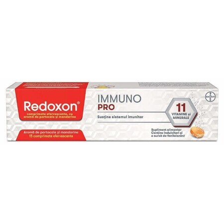 Redoxon Immuno Pro, Suplemento dietético para el apoyo inmunológico avanzado, 15 comprimidos efervescentes, Bayer