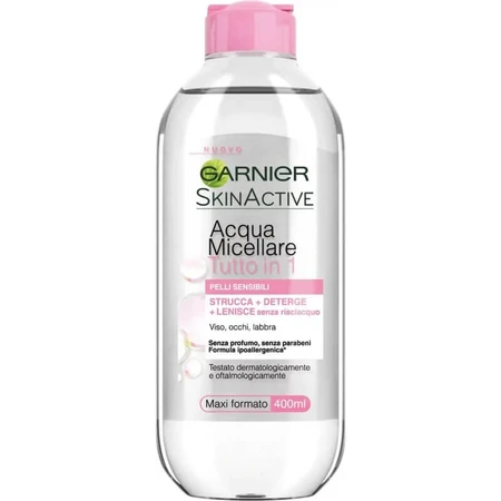 Agua micelar limpiadora facial Garnier para piel sensible, 400 ml