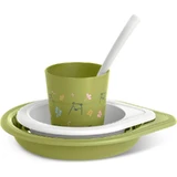 Suavinex set svezzamento bambino - piatto piano + scodella + tazza + cucchiaio - pistacchio