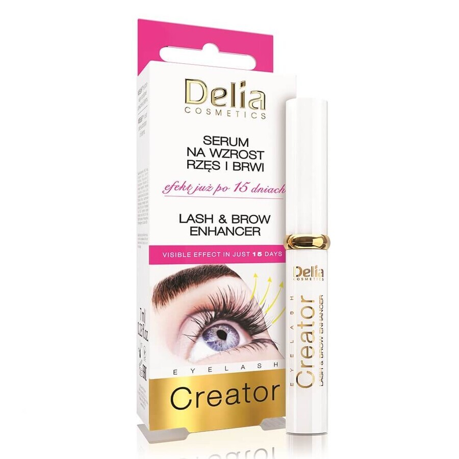 Serum intensificador de pestañas y cejas, 7 ml, Delia Cosmetics