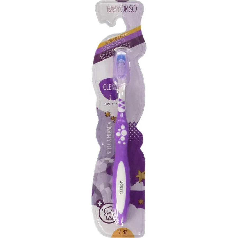 Clendy Baby Bear - Brosse à dents à poils souples pour les enfants de 7 à 12 ans, disponible en plusieurs couleurs