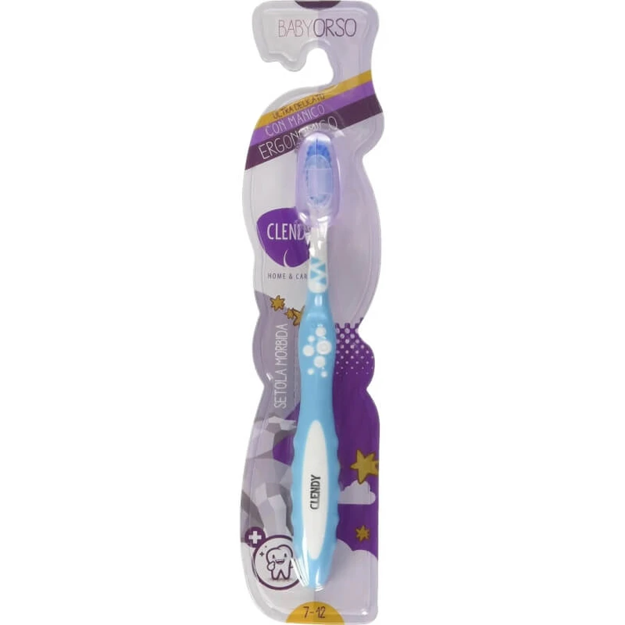 Clendy Baby Bear - Brosse à dents à poils souples pour les enfants de 7 à 12 ans, disponible en plusieurs couleurs