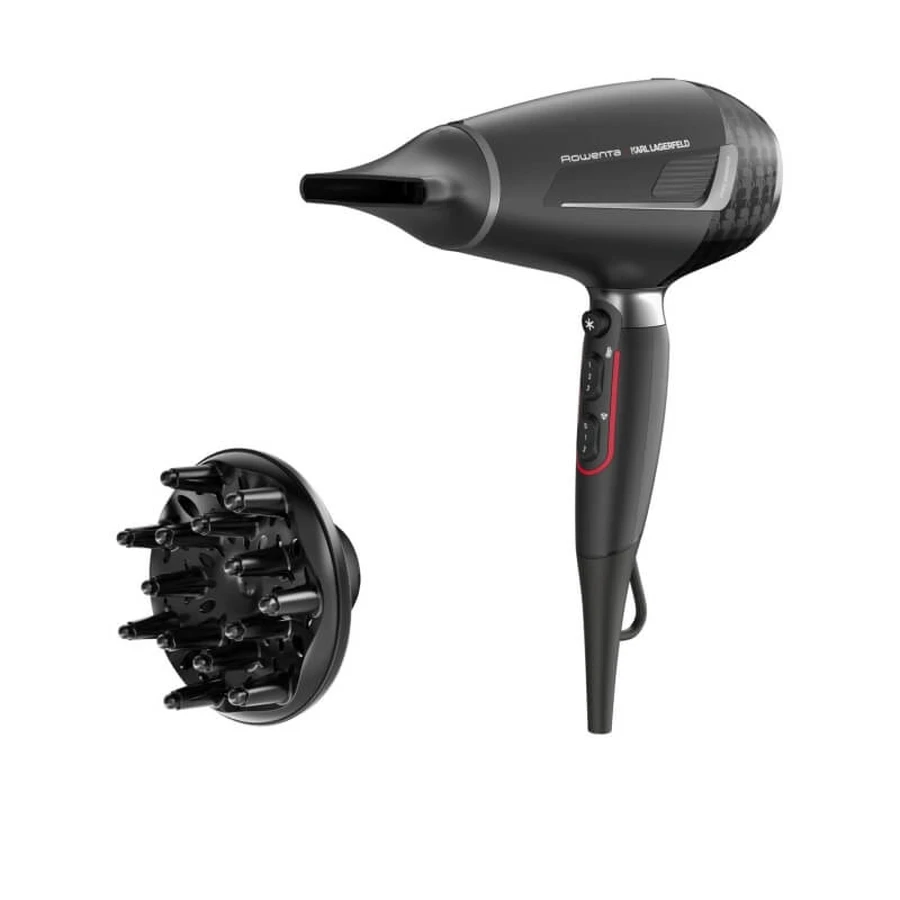 Rowenta X Karl Lagerfeld K/Pro Stylist-haardroger, 2200 W professionele wisselstroommotor, ultrasnel drogen – zwart