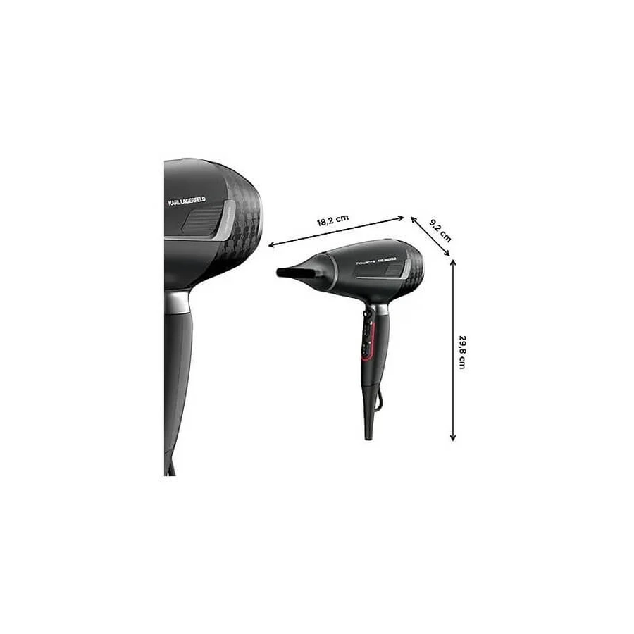 Rowenta X Karl Lagerfeld K/Pro Stylist-haardroger, 2200 W professionele wisselstroommotor, ultrasnel drogen – zwart
