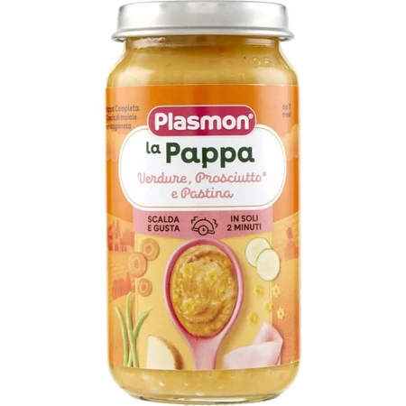 Plasmon - Aliments pour bébés : légumes, jambon et petites pâtes, 200 g