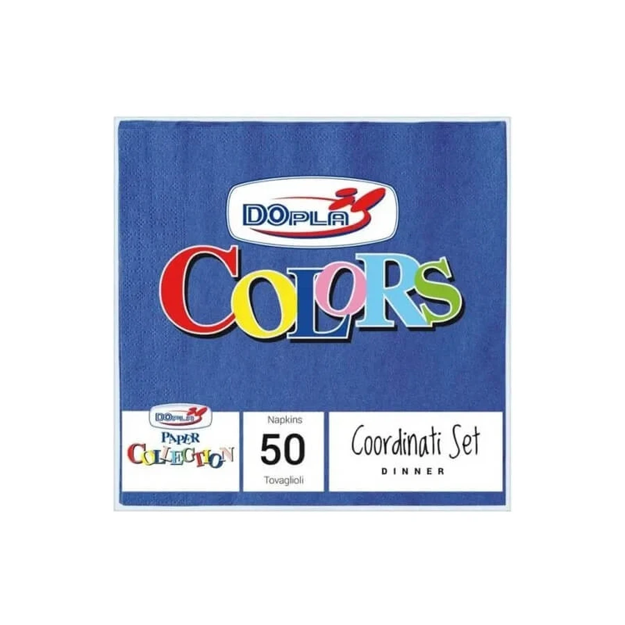 Dopla Colors - 50 kleurrijke servetten, 33 x 33 cm - blauw
