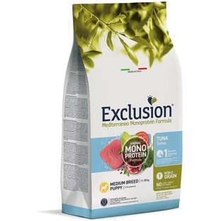 Exclusion Mediterraneo - Formule monoprotéique pour chiots de race moyenne au thon - Aliment complet pour chiots de race moyenne, 12 kg