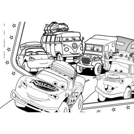 Lisciani Disney Cars – puzzle cu 24 de piese, cu două fețe, de colorat, de dimensiuni mari, pentru podea