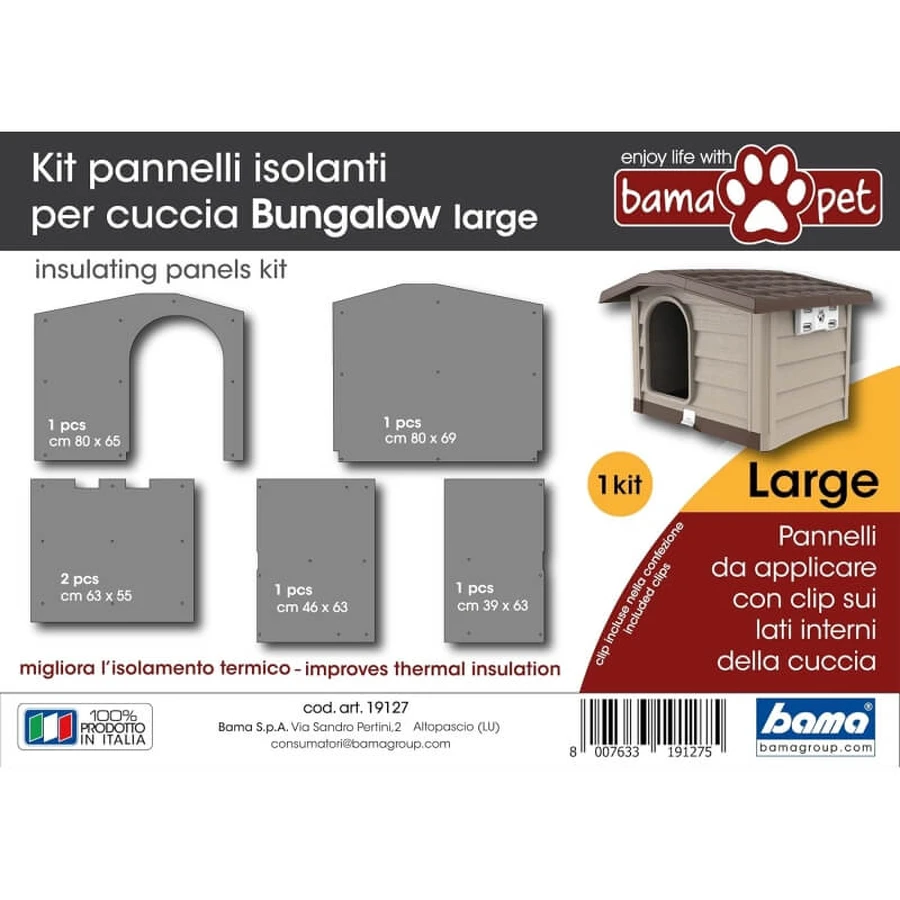 Kit Bama Pet: Paneles aislantes para la caseta para perros «Large Bungalow»