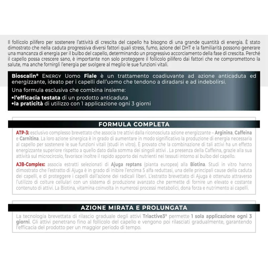 Bioscalin Bioscalin Energy pentru bărbați, tratament împotriva căderii părului, 10 fiole de 3,5 ml