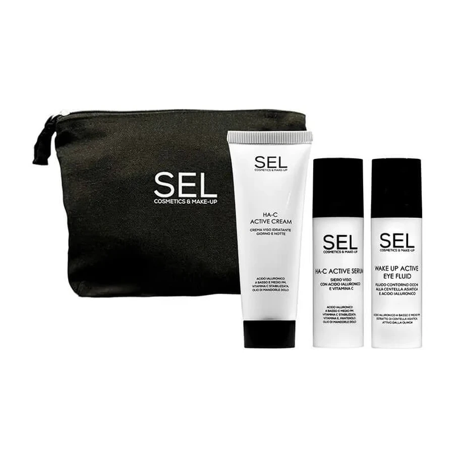 Set hidratante y iluminador para el rostro y los ojos + bolso de mano