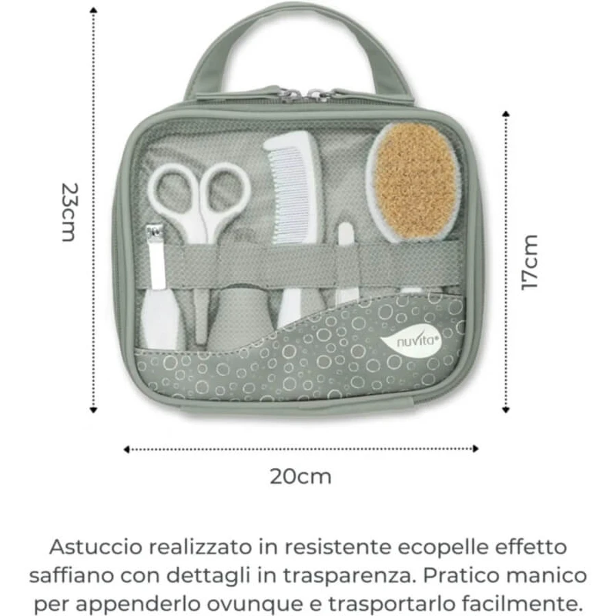Nuvita Set de îngrijire pentru igiena nou-născutului – 9 accesorii cu trusă 0 luni+ verde