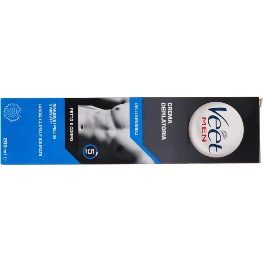 Veet Men - Crème dépilatoire pour le corps et le torse, pour peaux sensibles, 200 ml