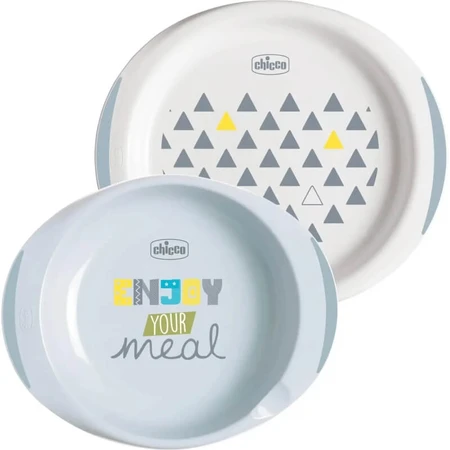 Chicco set pappa - piatto piano e fondo 12m+ neutro